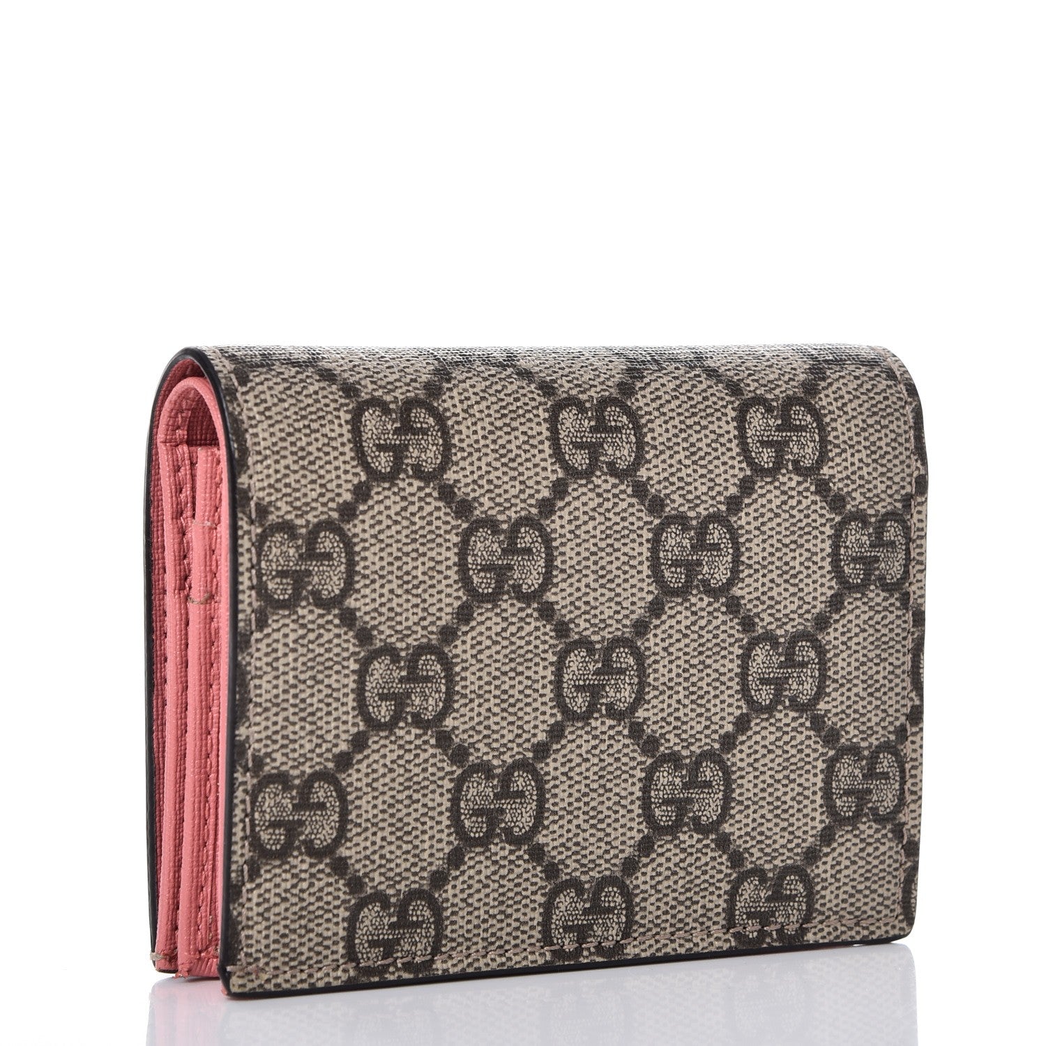 Gucci GG Supreme Monogram Face Embroidered Card Case Wallet Pink 3 of 8