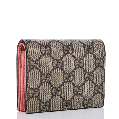 Gucci GG Supreme Monogram Face Embroidered Card Case Wallet Pink 3 of 8