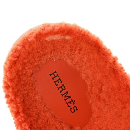 Hermes Woolskin Womens Chypre Sandals 40 Orange 9 of 12