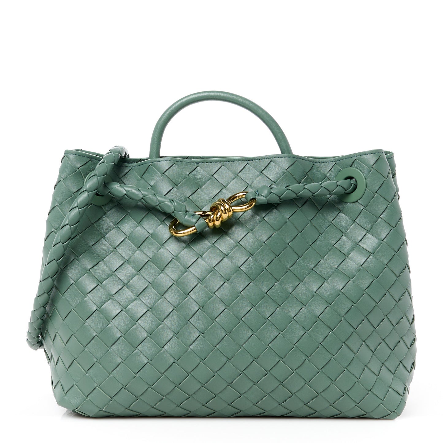 Nappa Intrecciato Medium Andiamo Shoulder Bag Aloe