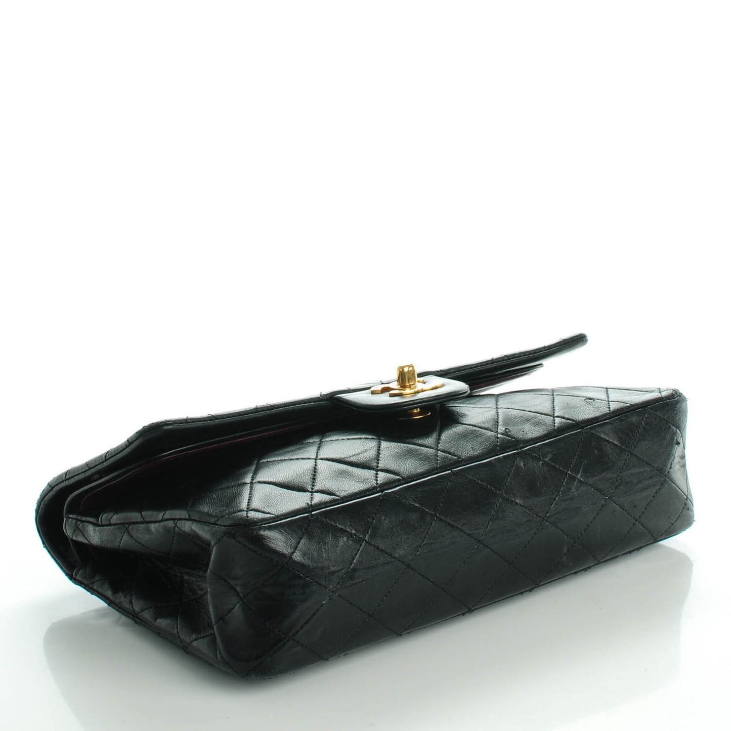 Lambskin Quilted Medium Double Flap Black