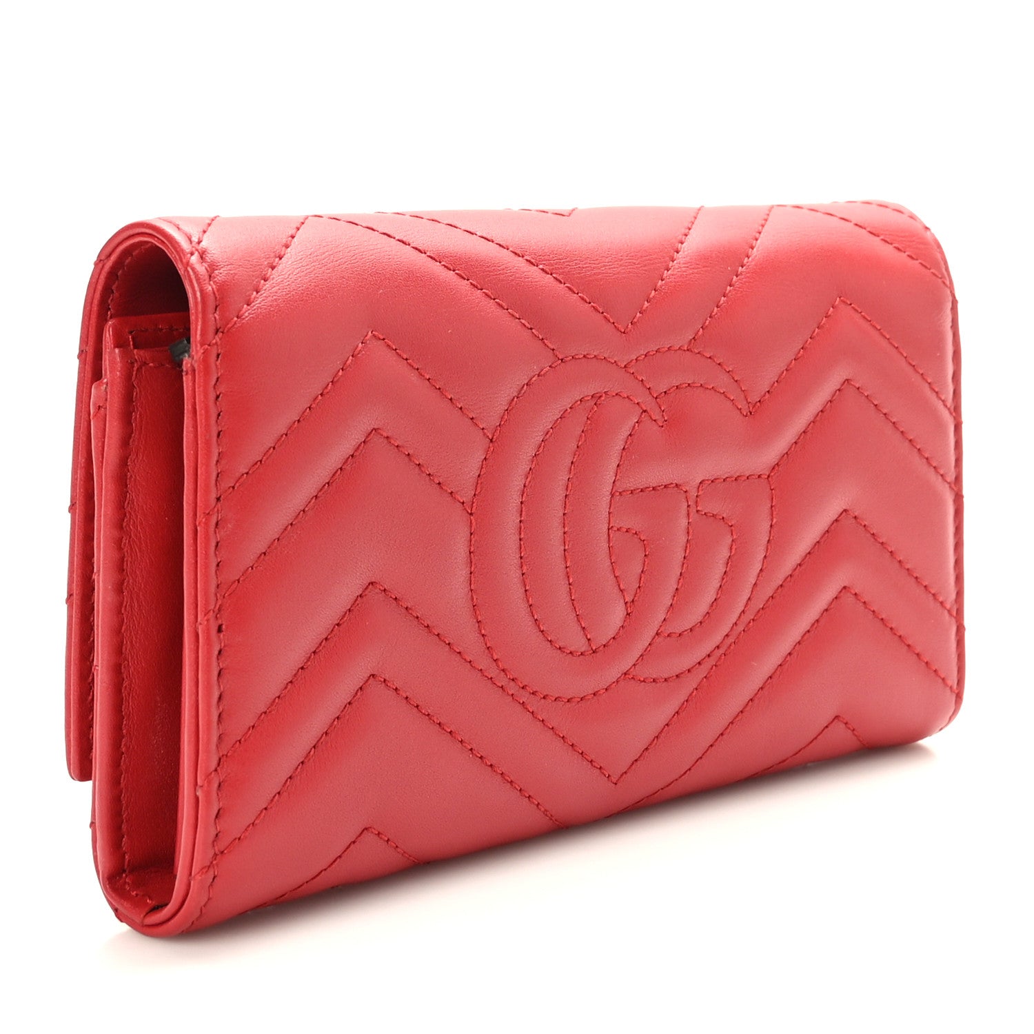 Gucci Calfskin Matelasse GG Marmont Continental Wallet Hibiscus Red 4 of 11