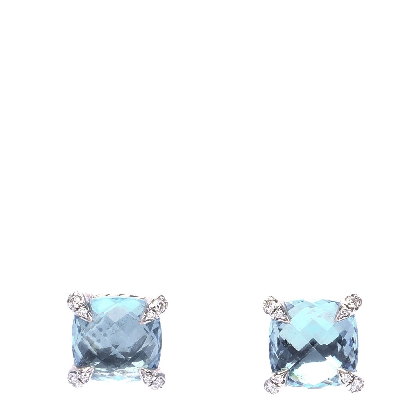 Sterling Silver Diamond Blue Topaz 9mm Chatelaine Earrings