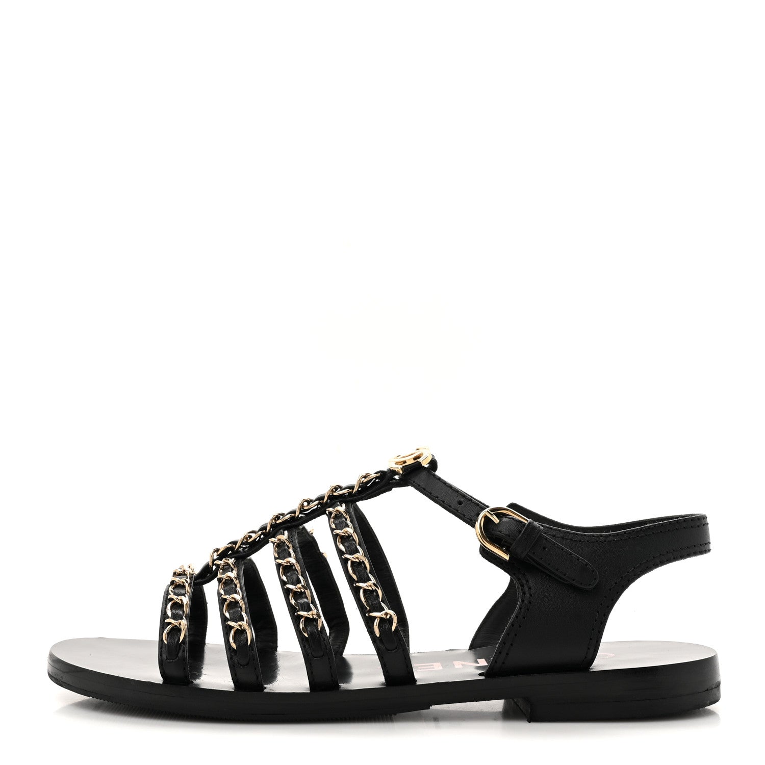Chanel Calfskin Multi Chain CC Sandals 37 Black 1 of 11