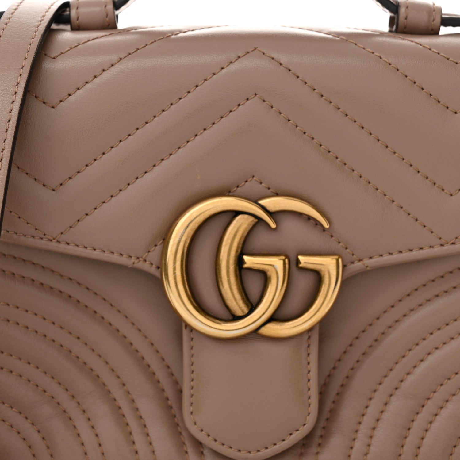 Gucci Calfskin Matelasse Mini GG Marmont Top Handle Shoulder Bag Porcelain Rose 8 of 15
