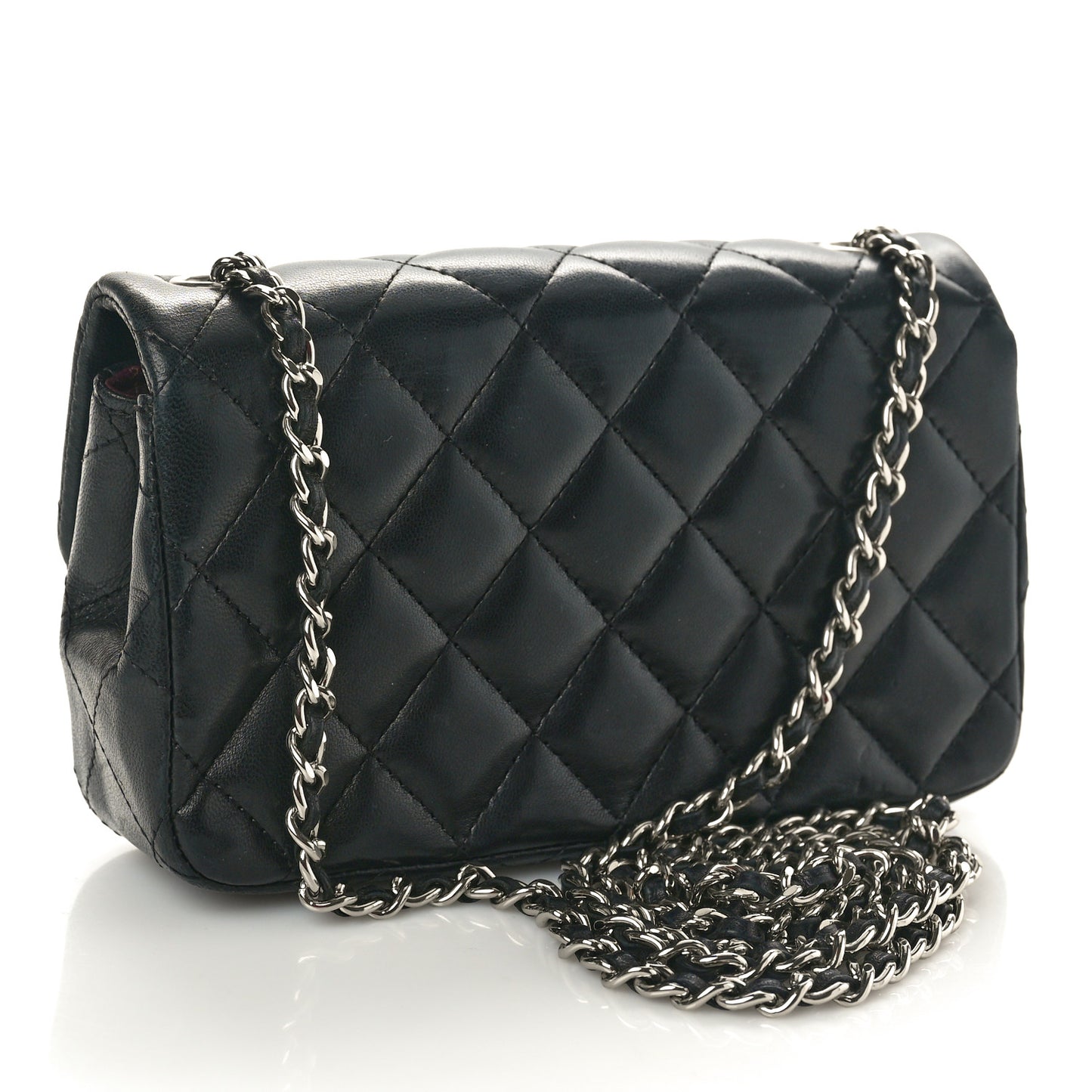 Lambskin Quilted Extra Mini Rectangular Flap Black