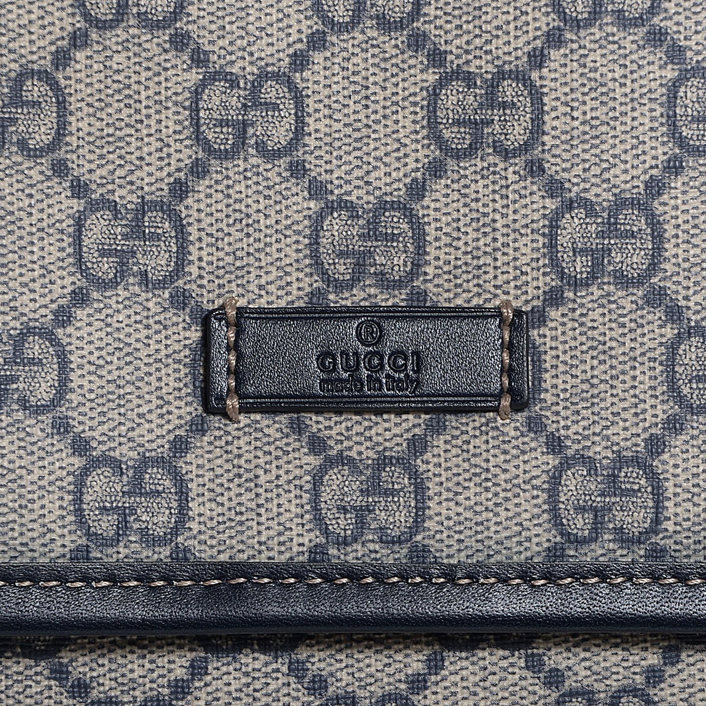 GG Plus Monogram Sellieria Calfskin Small Flap Messenger Bag Beige Blue