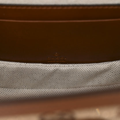 Gucci New Canvas Charisma Calfskin Crystal GG Monogram Small Bamboo 1947 Top Handle Bag Camel Ebony 6 of 10