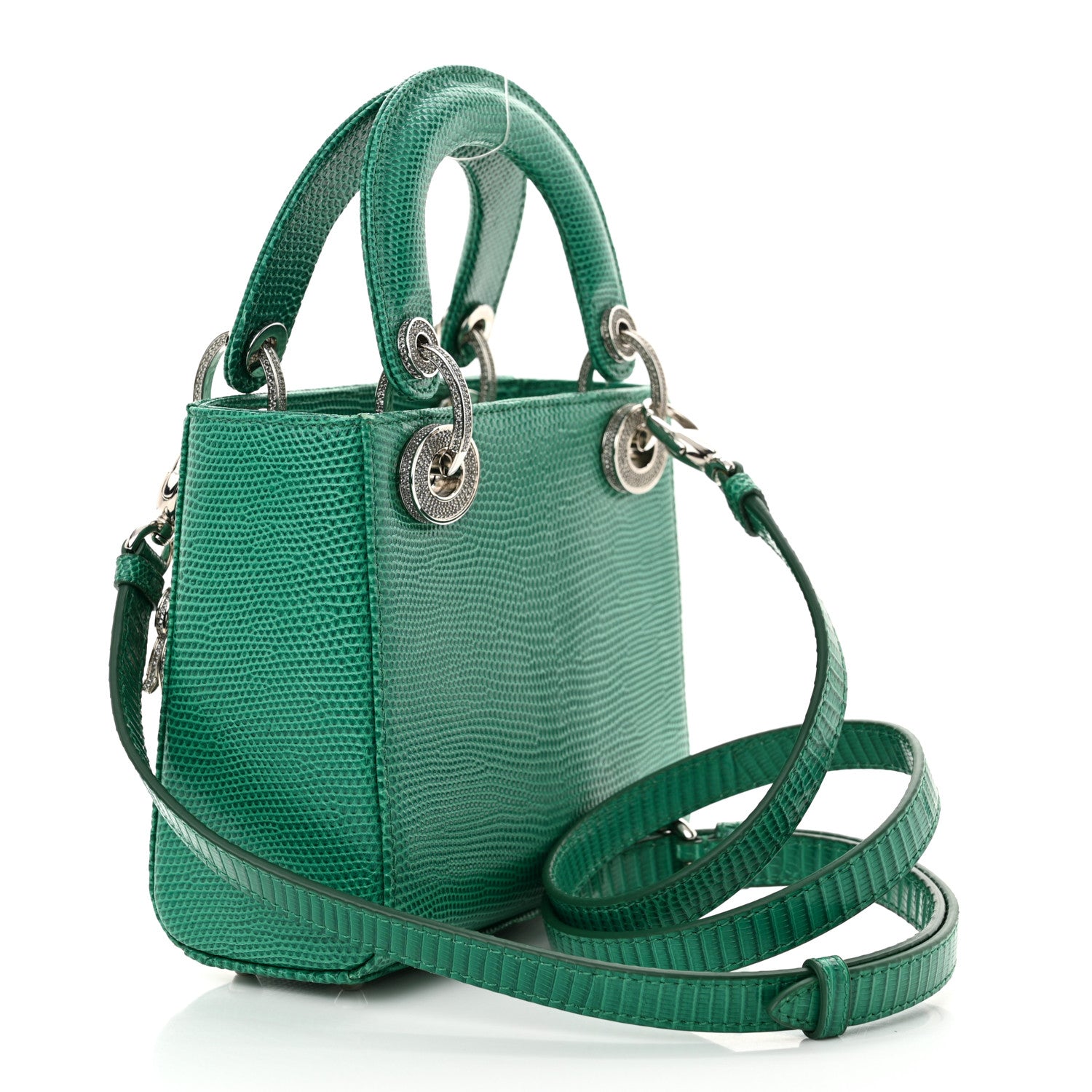 Christian Dior Lizard Swarovski Crystal Mini Lady Dior Green 3 of 11