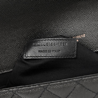 Saint Laurent Grain De Poudre Textured Mixed Matelasse Large Triquilt Monogram Monochrome Satchel Black 7 of 10