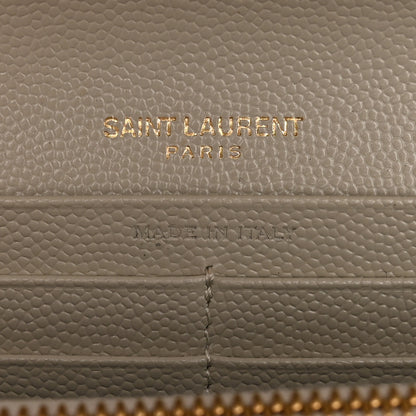 Saint Laurent Grain De Poudre Matelasse Chevron Monogram Flap Wallet Crema Soft 6 of 16
