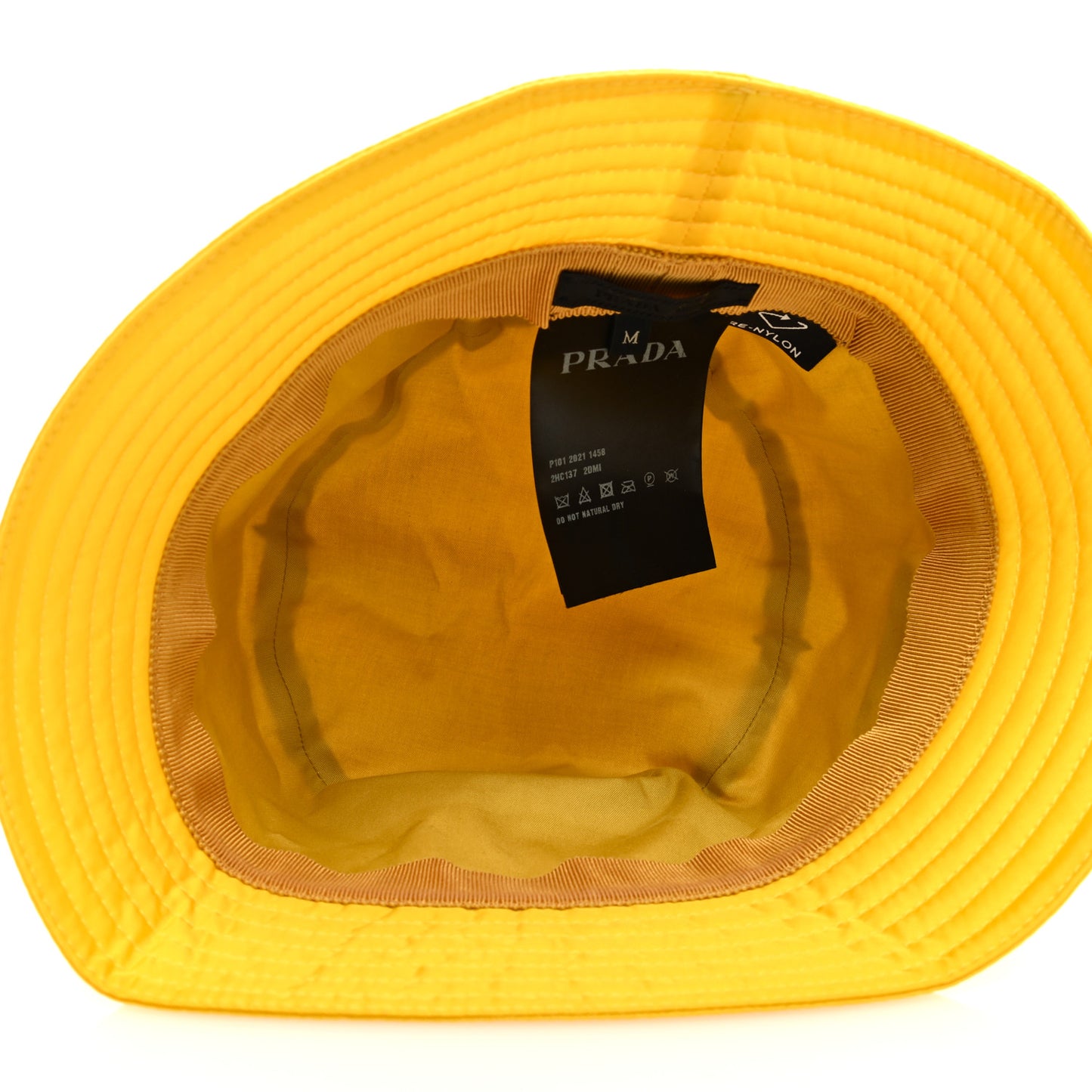 Re-Nylon Metal Triangle Logo Mens Bucket Hat M Giallo