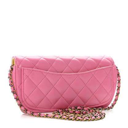 Chanel Lambskin Quilted Glasses Case With Chain Pink Yellow 2 of 12