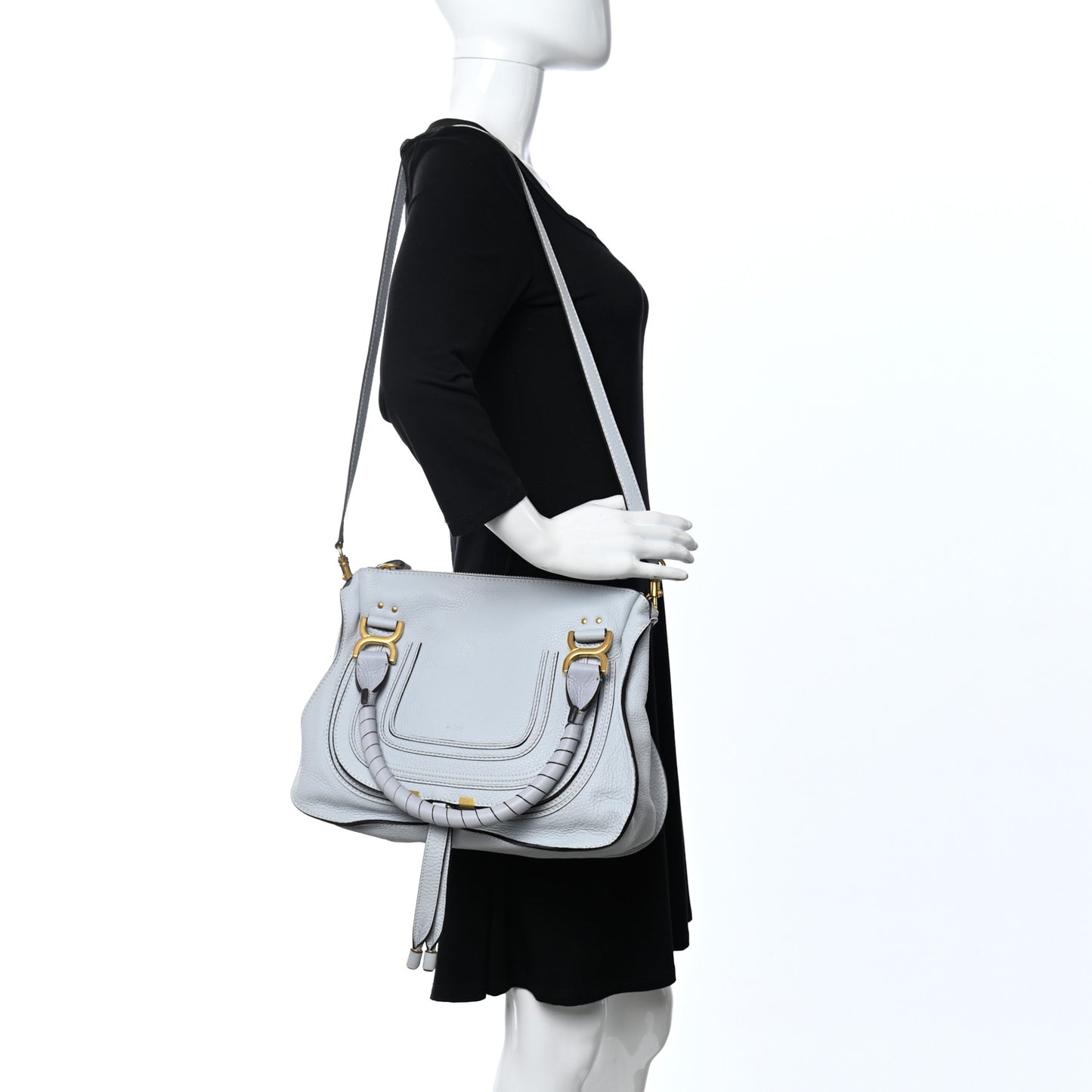 Calfskin Medium Marcie Satchel Light Cloud