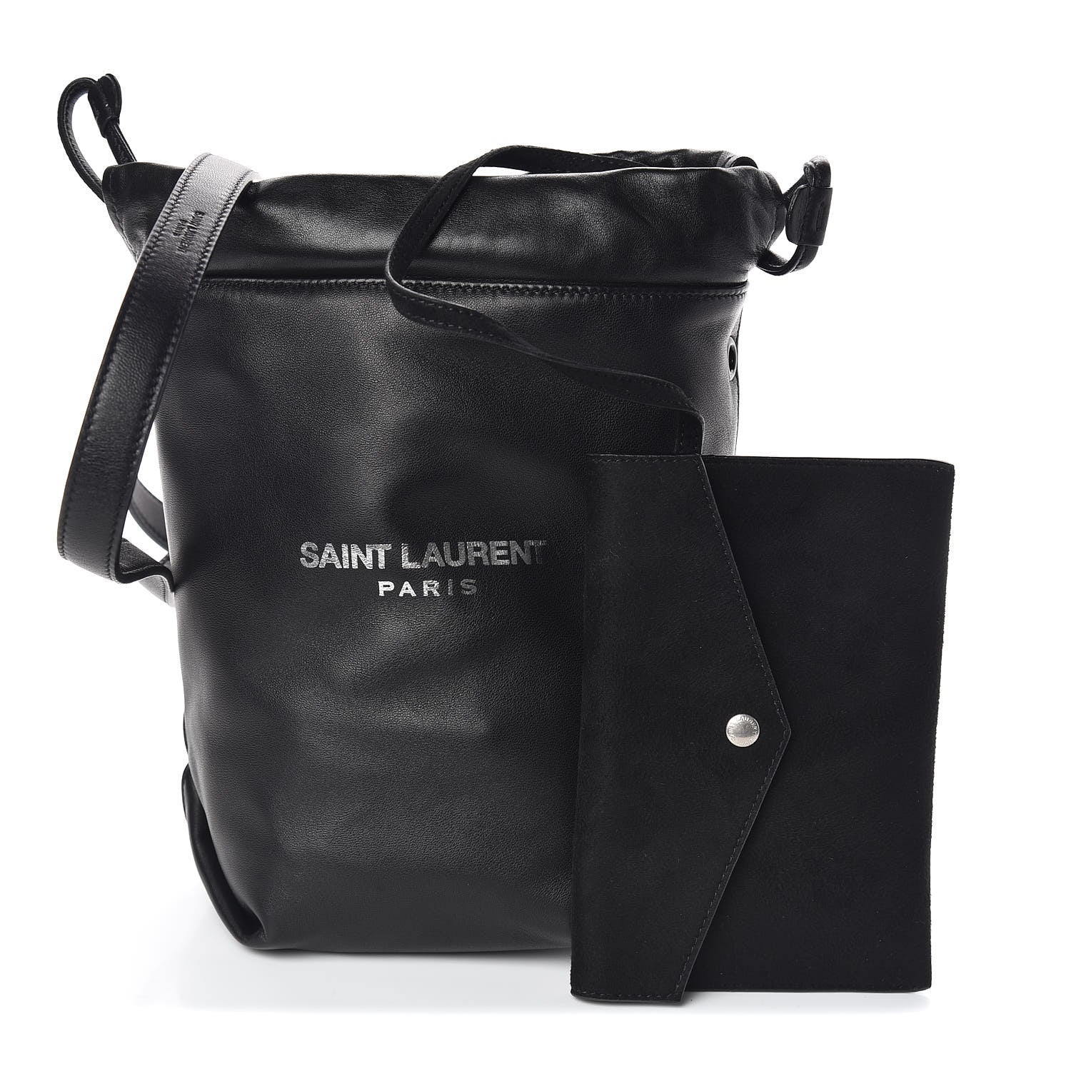 Saint Laurent Lambskin Small Teddy Bucket Bag Black 1 of 11