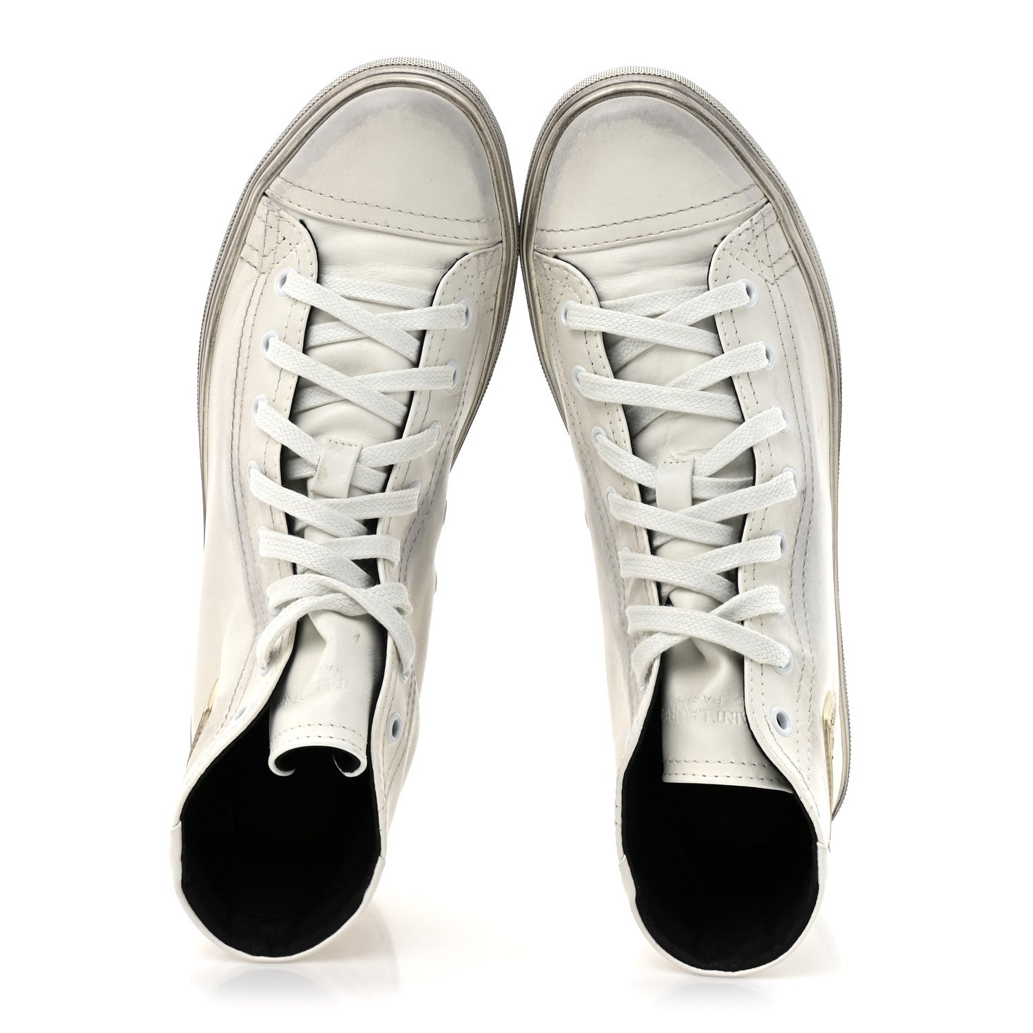 Saint Laurent Distressed Calfskin Bedford Logo-Appliqued Hightop