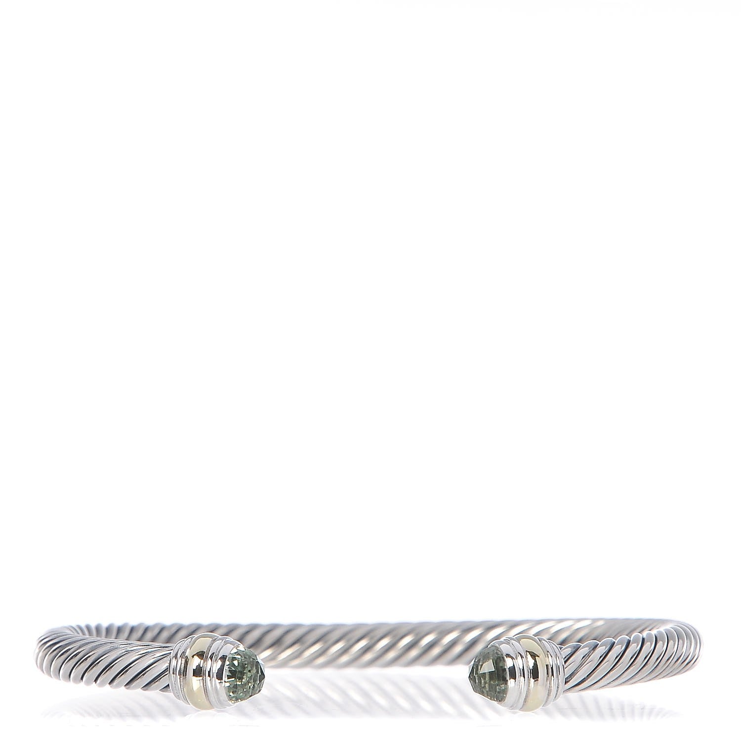 David Yurman Sterling Silver 14K Yellow Gold Prasiolite 5mm Cable Classics Bracelet 1 of 4