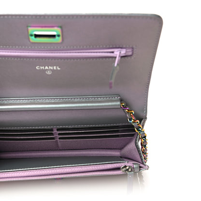 Chanel Iridescent Lambskin Quilted Reissue Wallet On Chain WOC Light Purple 5 of 12