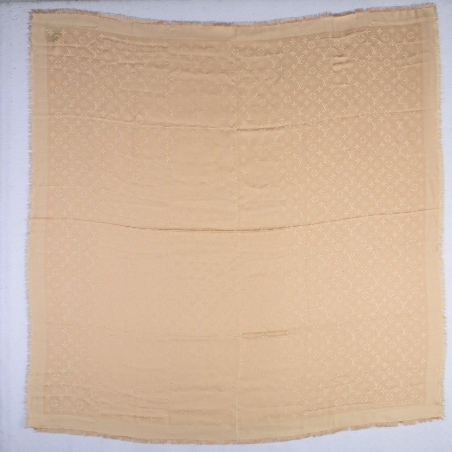 Silk Wool Monogram Shawl Dune
