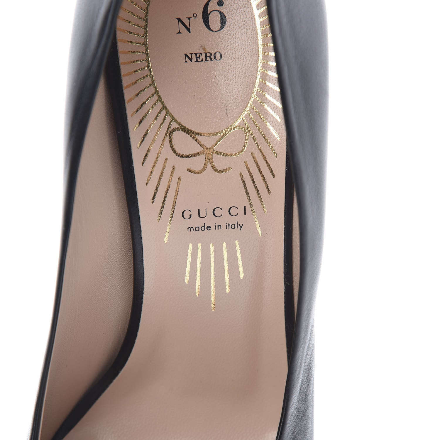 Gucci Nappa Bow High Heel Pumps 37.5 Black 6 of 14