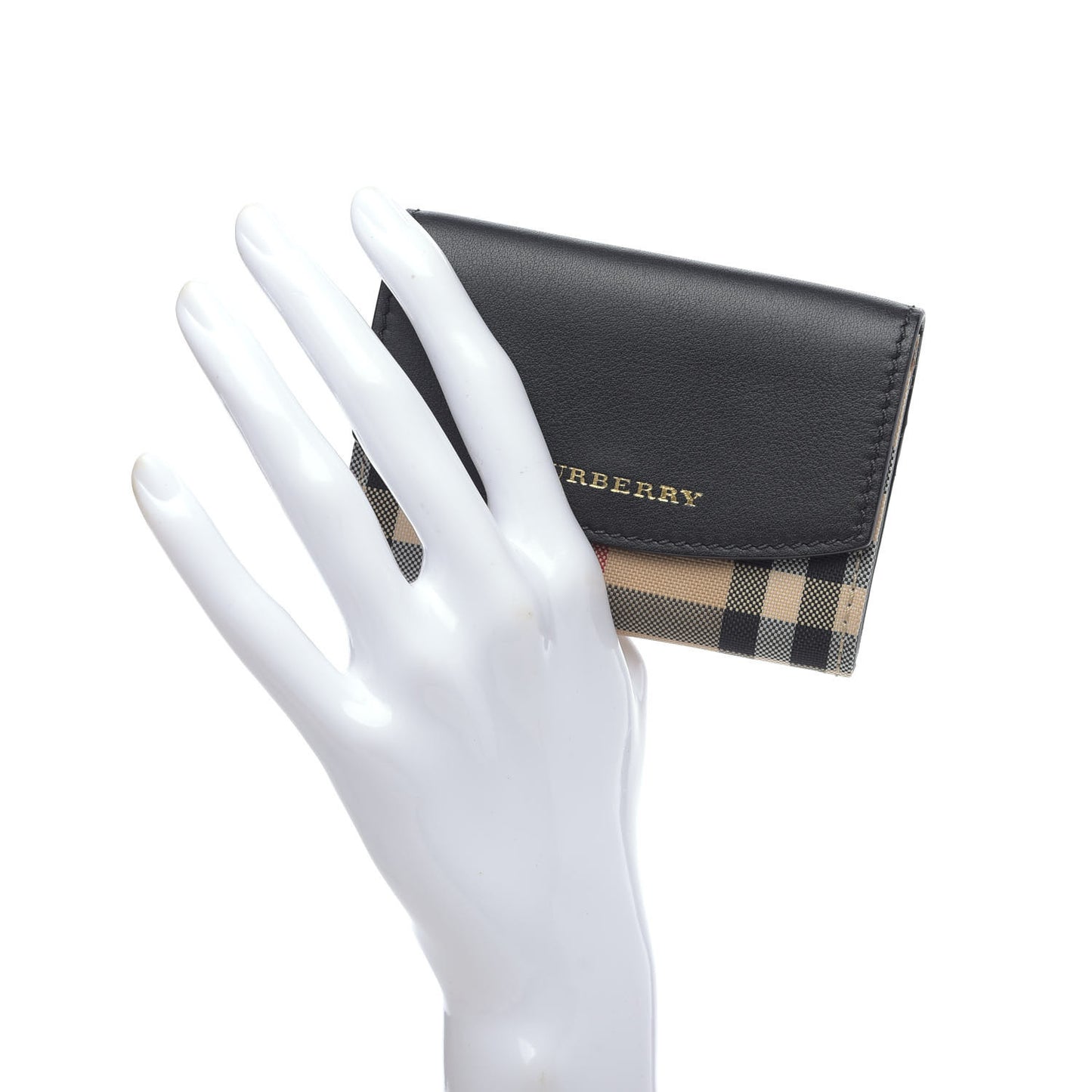 Calfskin House Check Chesam Card Case Black