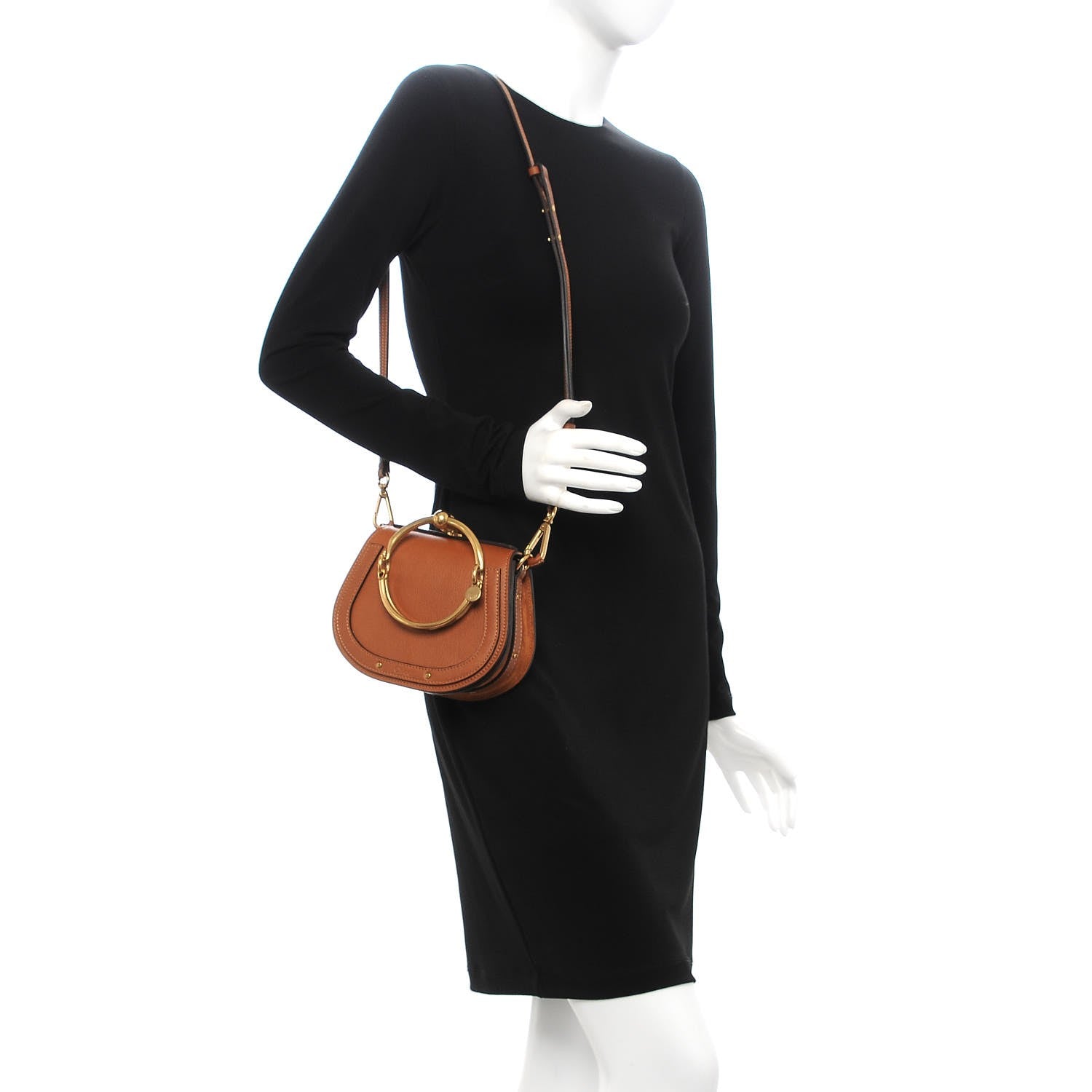 Chloe Calfskin Suede Small Nile Bracelet Bag Caramel 2 of 6