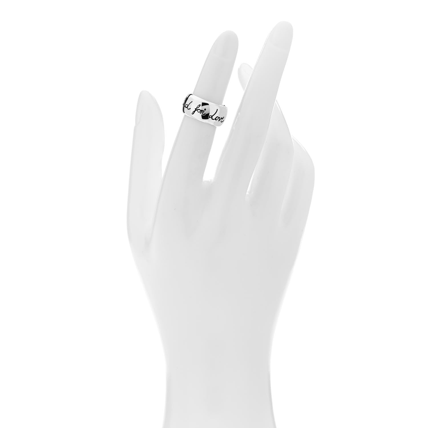 Gucci Sterling Silver Wide Blind for Love Band Ring 48 4.5 2 of 5