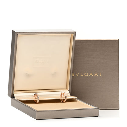 Bulgari 18K Rose Gold Diamond Serpenti Viper Hoop Pave Earrings 4 of 4
