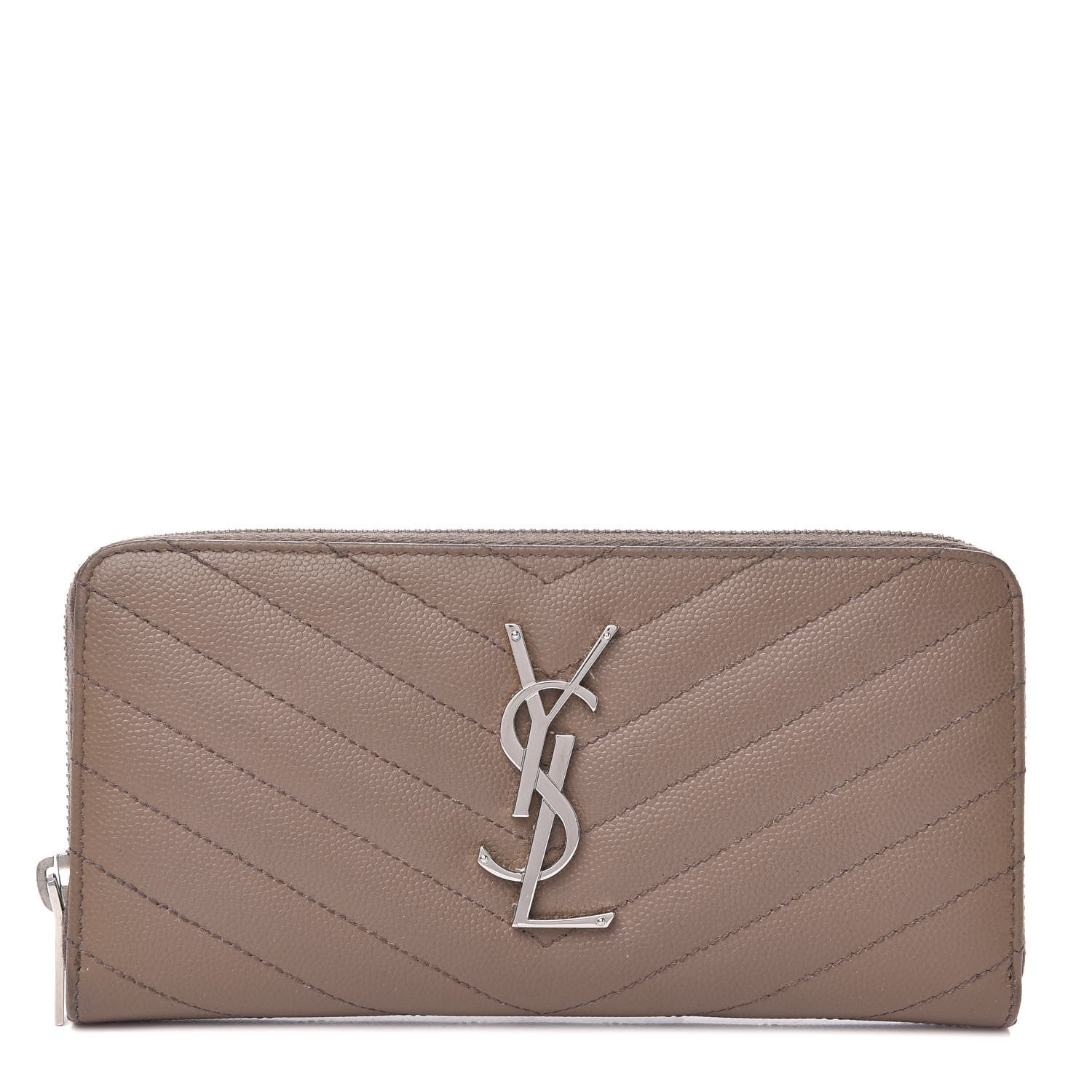 Saint Laurent Grain De Poudre Matelasse Chevron Monogram Zip Around Wallet Fard 1 of 8