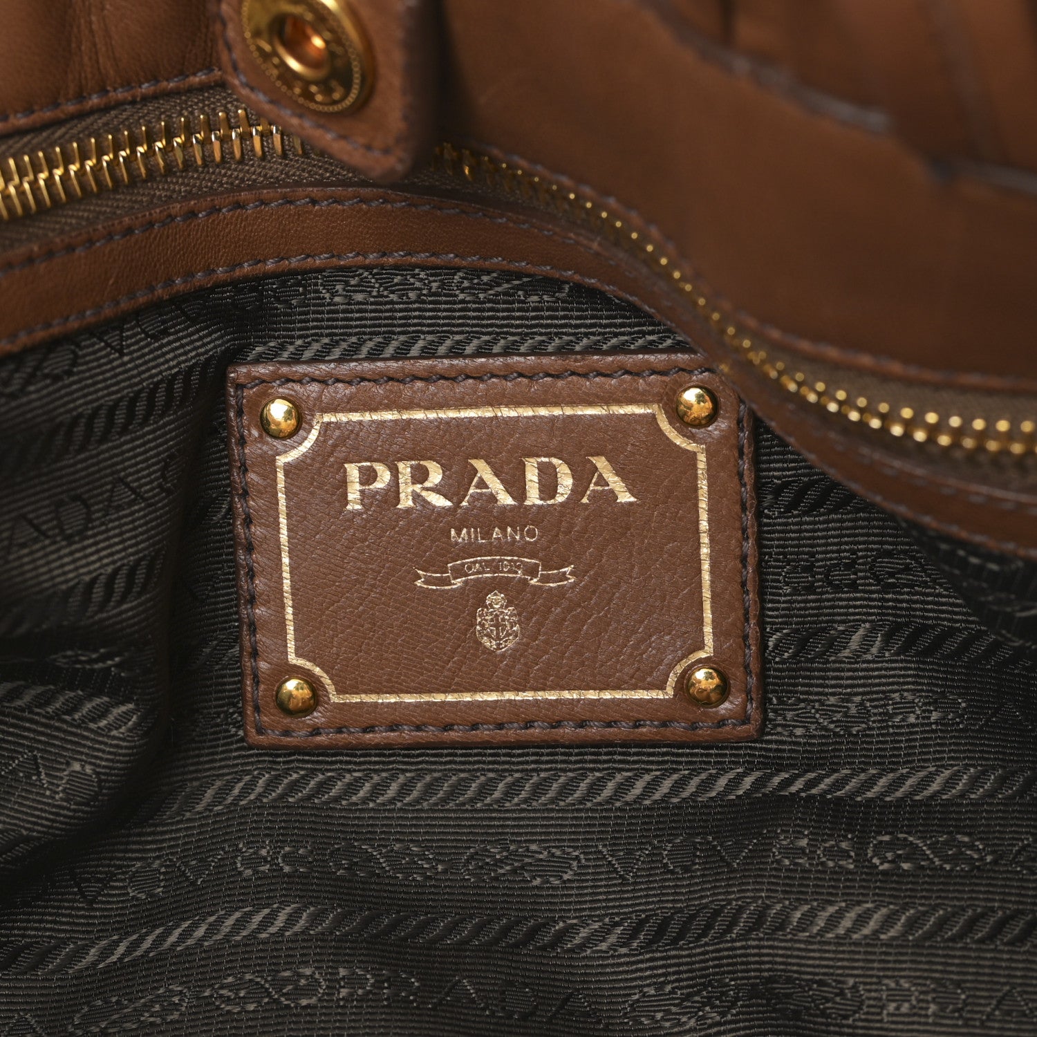 Prada Nappa Antique Bow Tote Brown 6 of 8