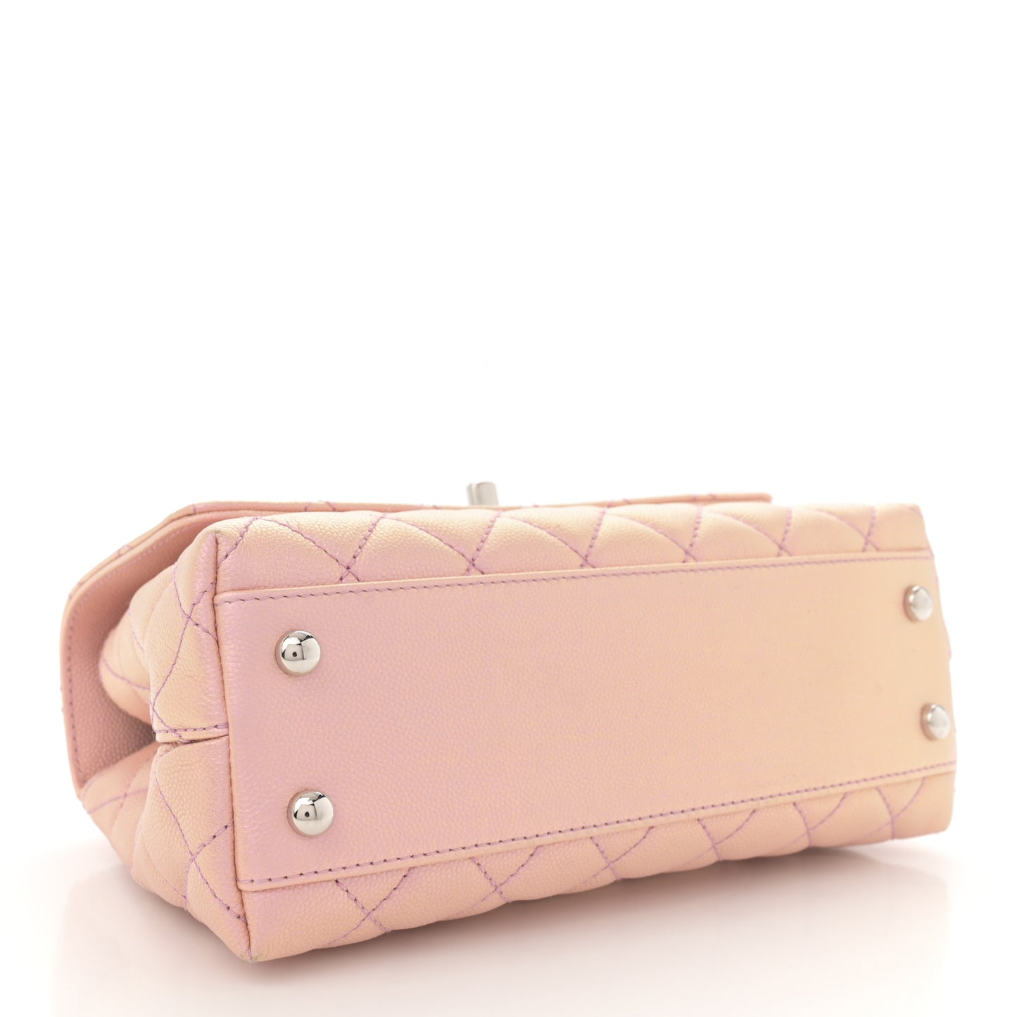 Iridescent Caviar Quilted Mini Coco Handle Flap Pink