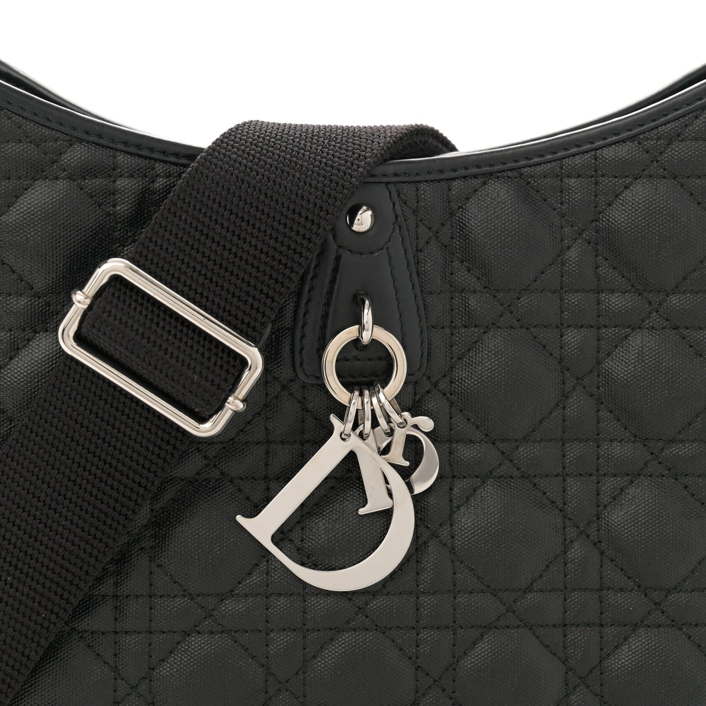 Coated Canvas Cannage Crossbody Bag Black