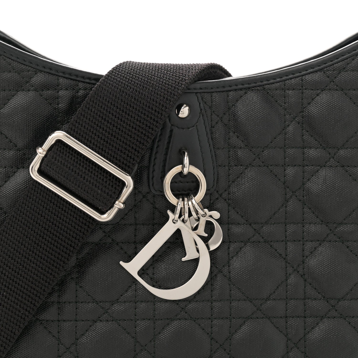 Christian Dior Coated Canvas Cannage Crossbody Bag Black 8 of 10