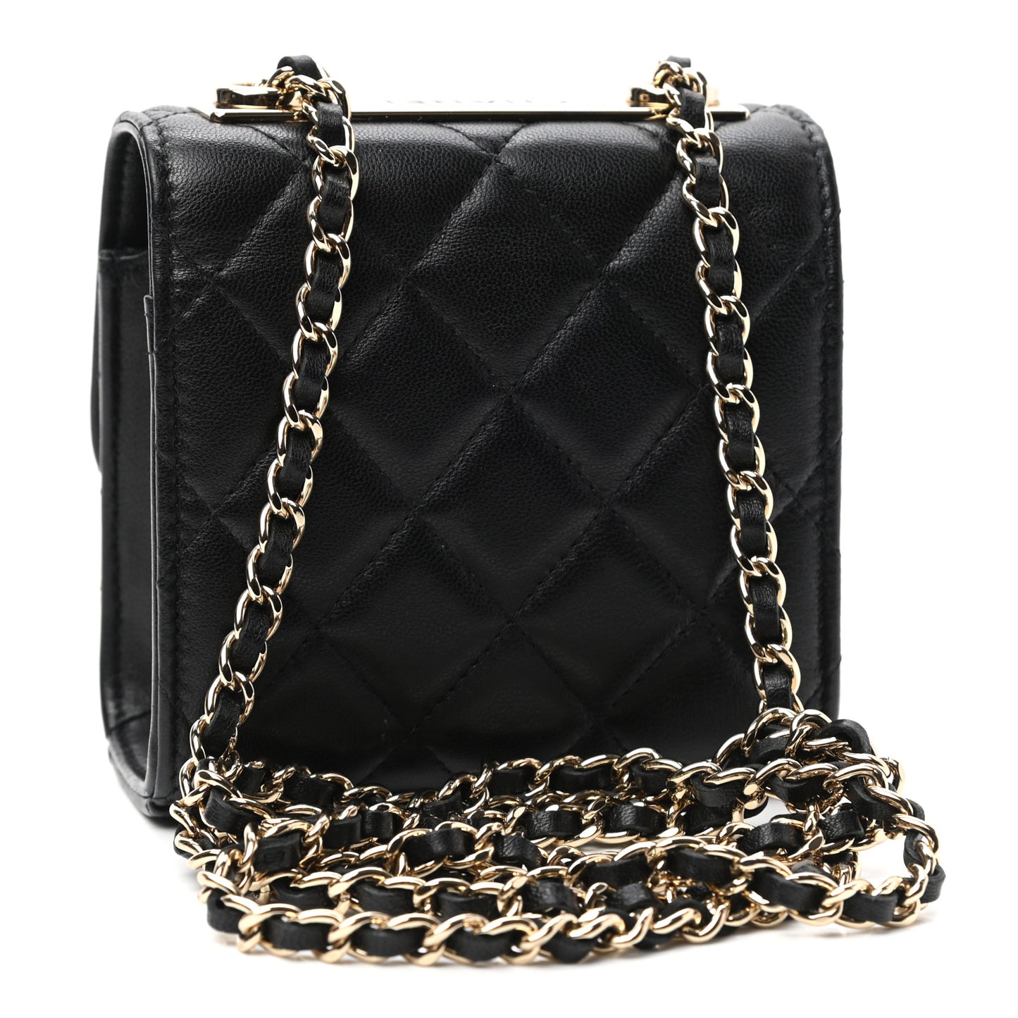Lambskin Quilted Mini Trendy CC Chain Wallet Black