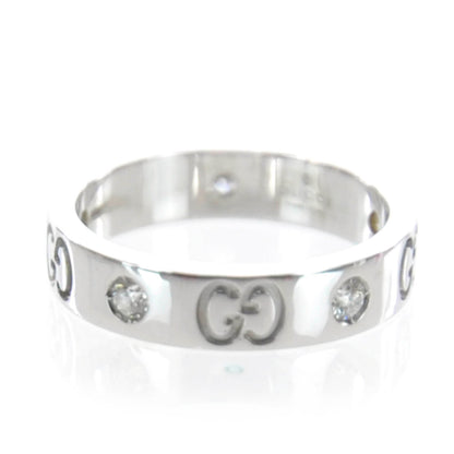 Gucci 18k White Gold Diamond Icon Thin Band Ring 4.5 1 of 4