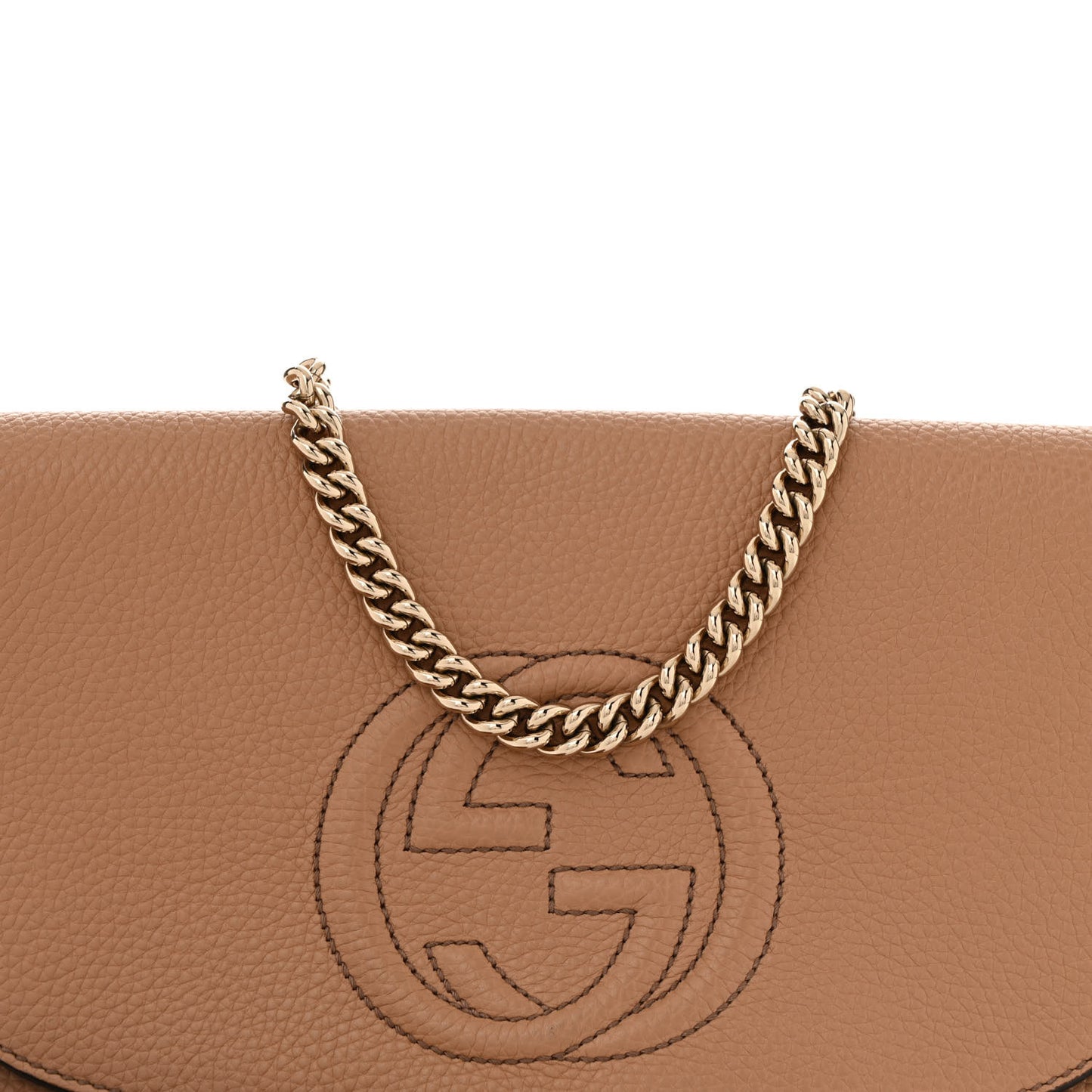 Pebbled Calfskin Medium Soho Flap Crossbody Camelia
