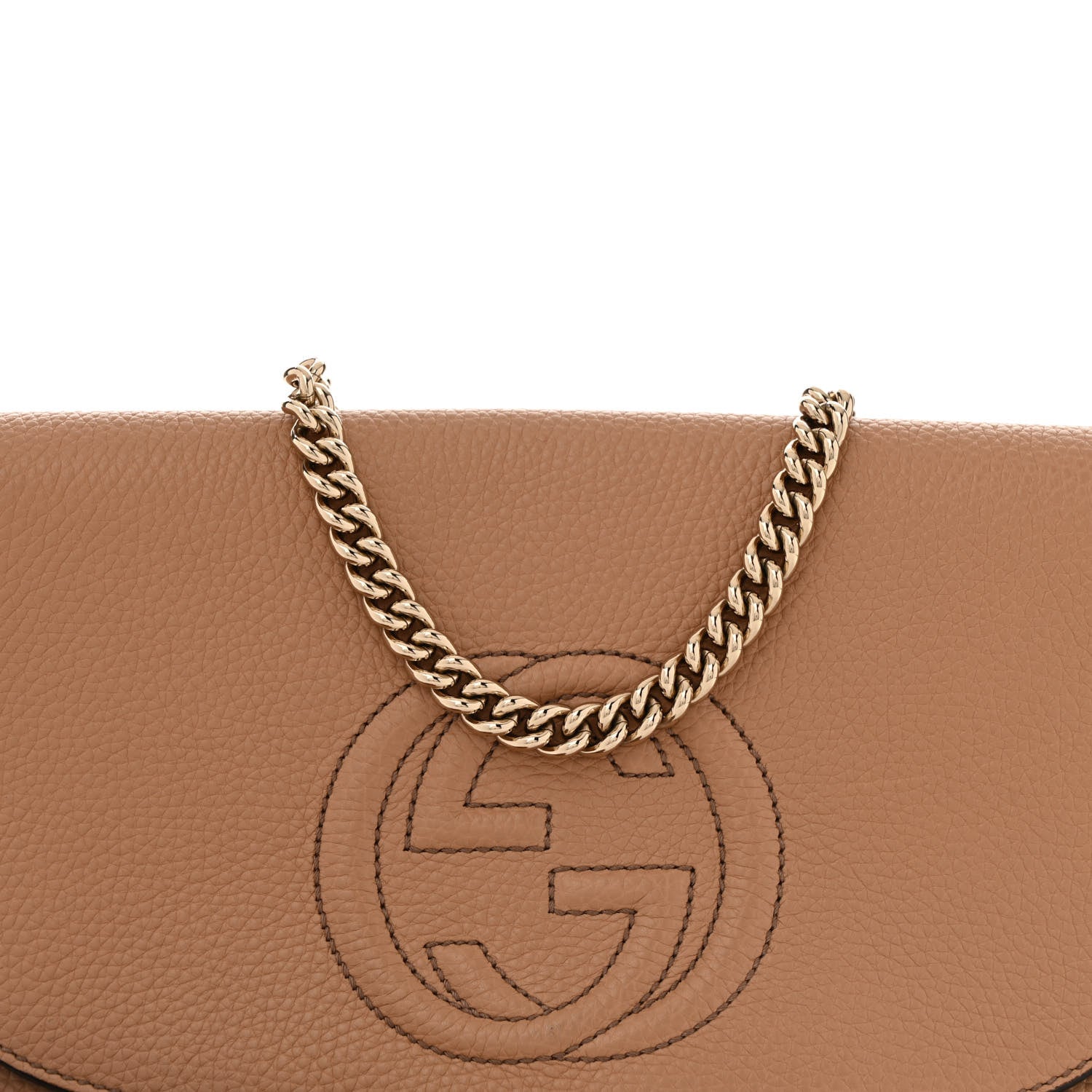 Gucci Pebbled Calfskin Medium Soho Flap Crossbody Camelia 8 of 14