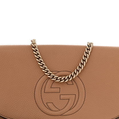 Gucci Pebbled Calfskin Medium Soho Flap Crossbody Camelia 8 of 14