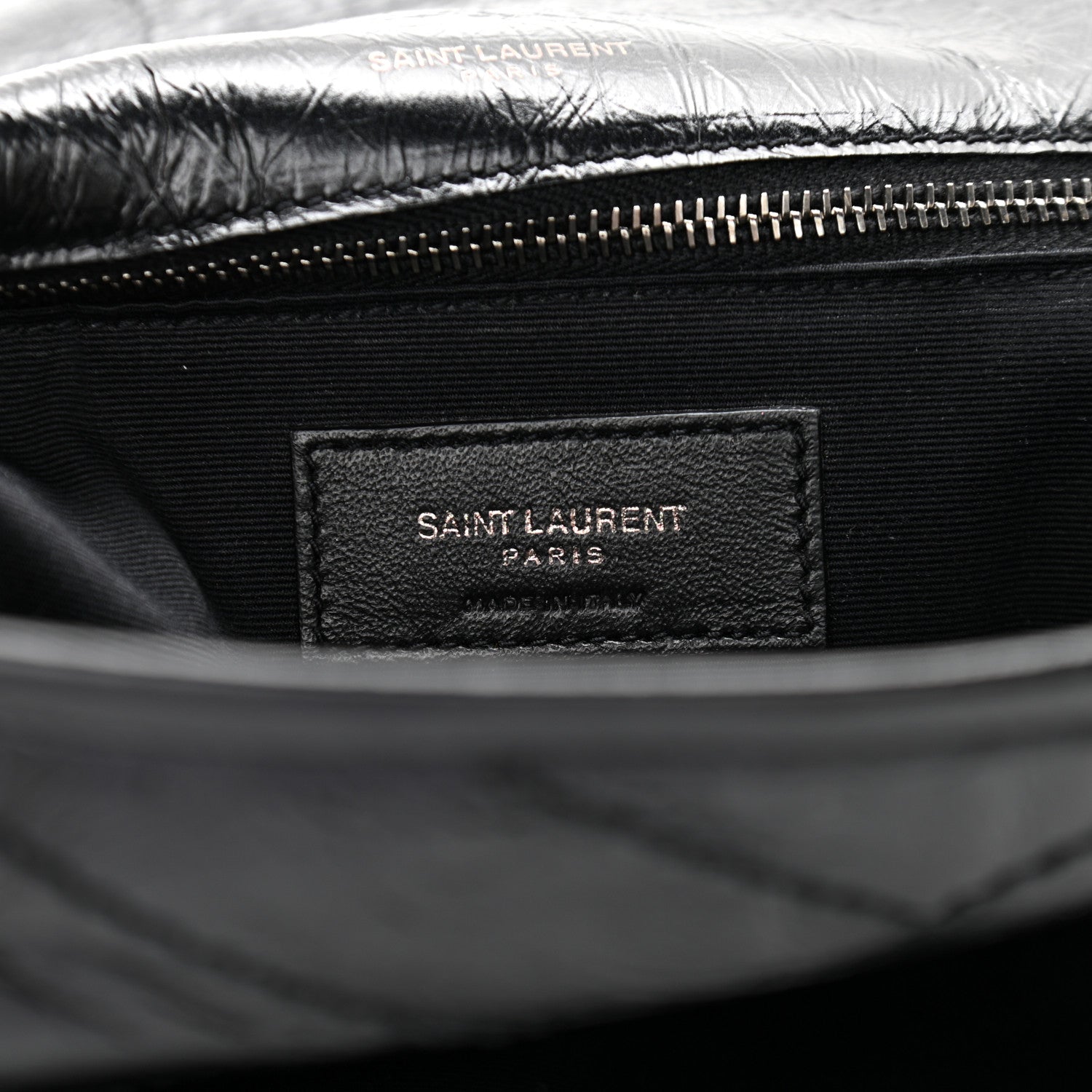 Saint Laurent Crinkled Calfskin Matelasse Monogram Large Niki Chain Satchel Black 6 of 10