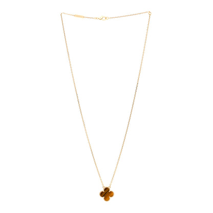 Van Cleef & Arpels 18K Yellow Gold Tiger Eye Vintage Alhambra Pendant Necklace 3 of 6