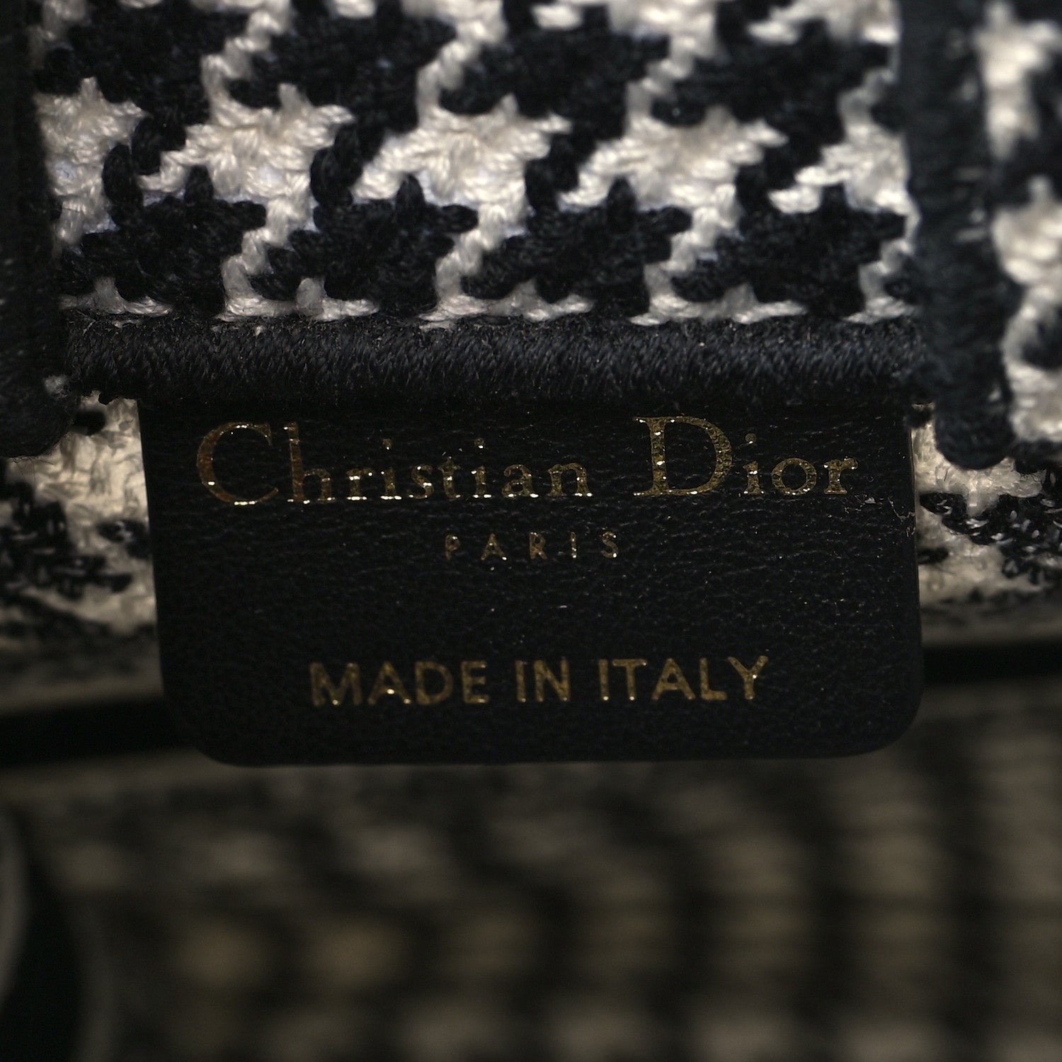 Christian Dior Canvas Houndstooth Embroidered Mini Book Tote Phone Bag Black White 5 of 8
