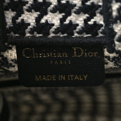 Christian Dior Canvas Houndstooth Embroidered Mini Book Tote Phone Bag Black White 5 of 8