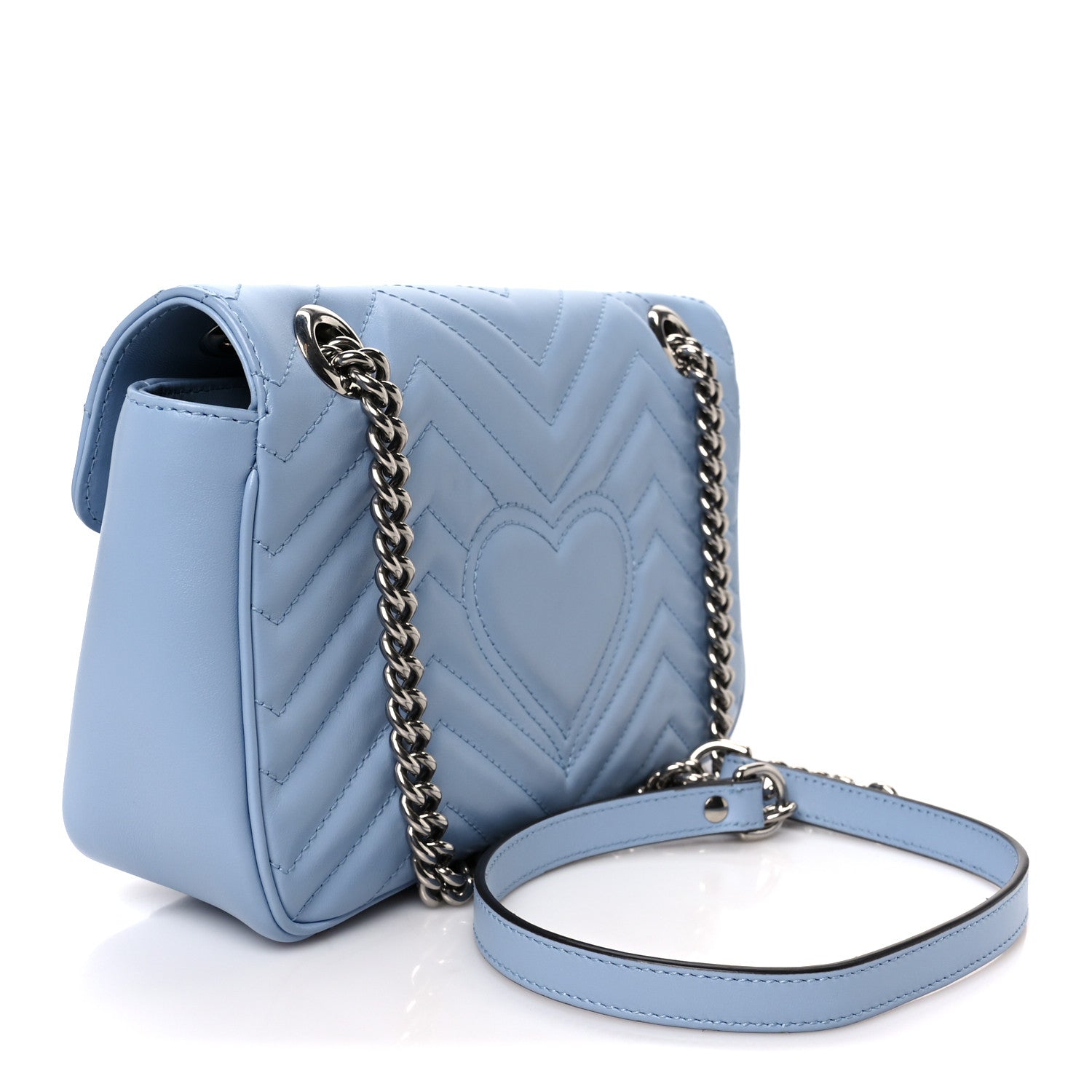Gucci Calfskin Matelasse Small GG Marmont Shoulder Bag Porcelain Light Blue 3 of 11