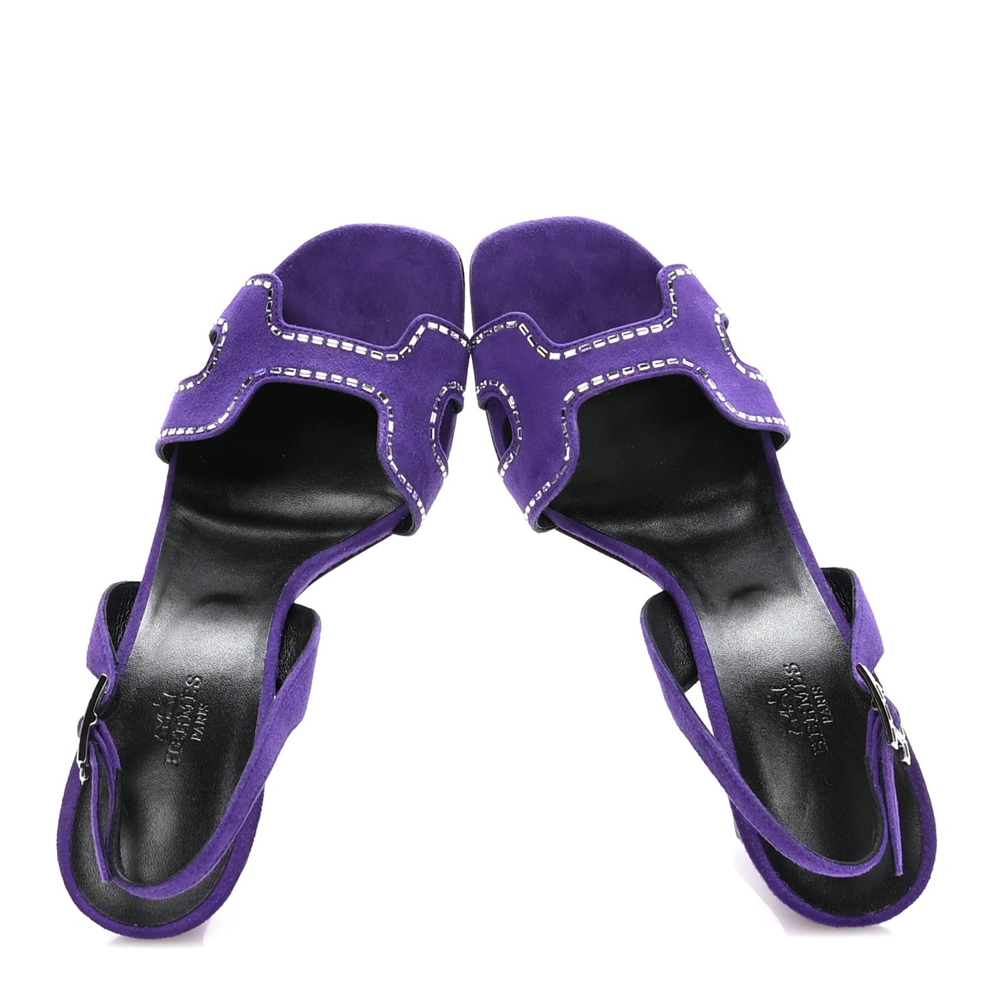 Suede Goatskin Crystal Heden 105 Sandals 40 Violet Majorette