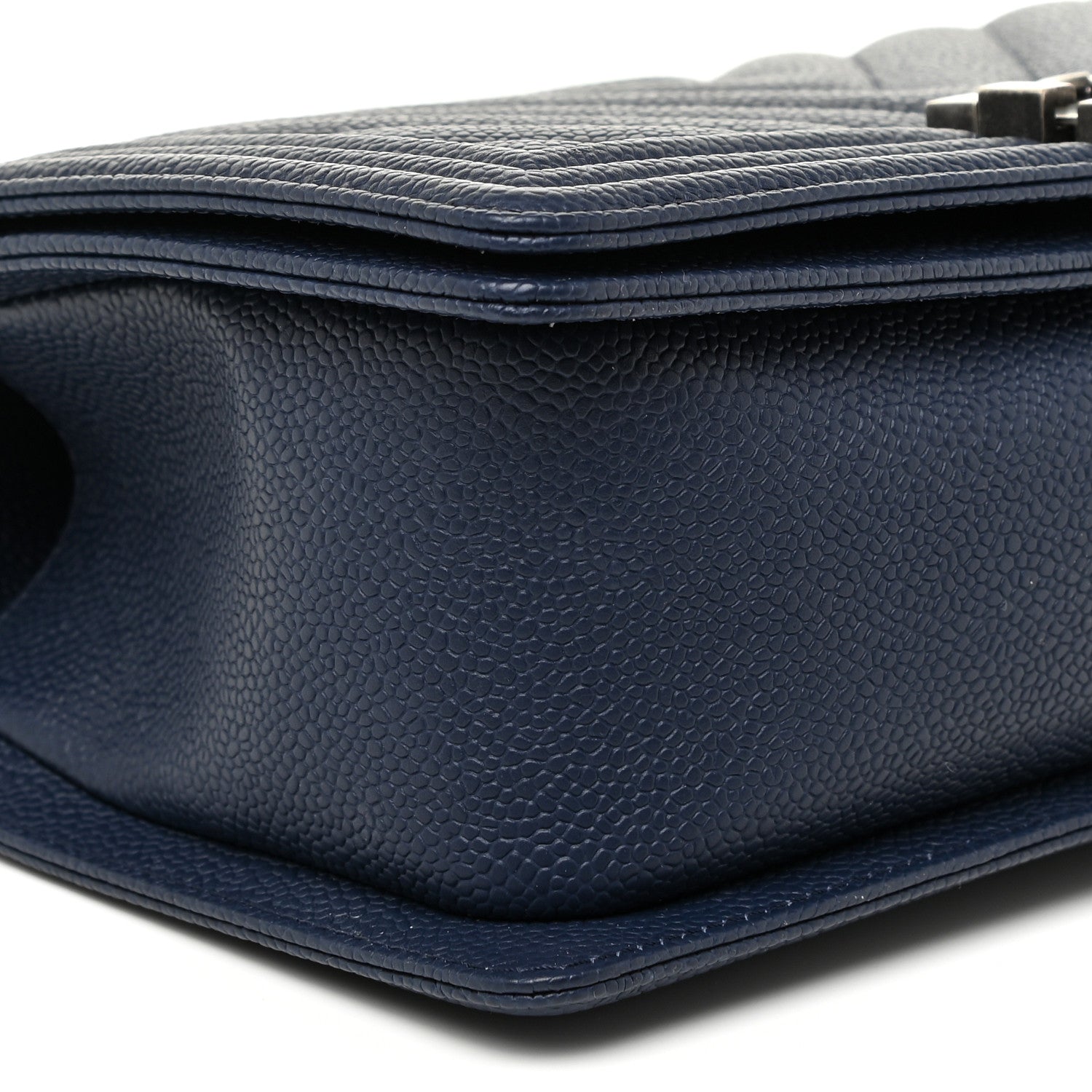 Chanel Caviar Chevron Quilted Medium Boy Flap Navy 7 of 12