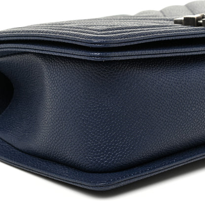 Chanel Caviar Chevron Quilted Medium Boy Flap Navy 7 of 12