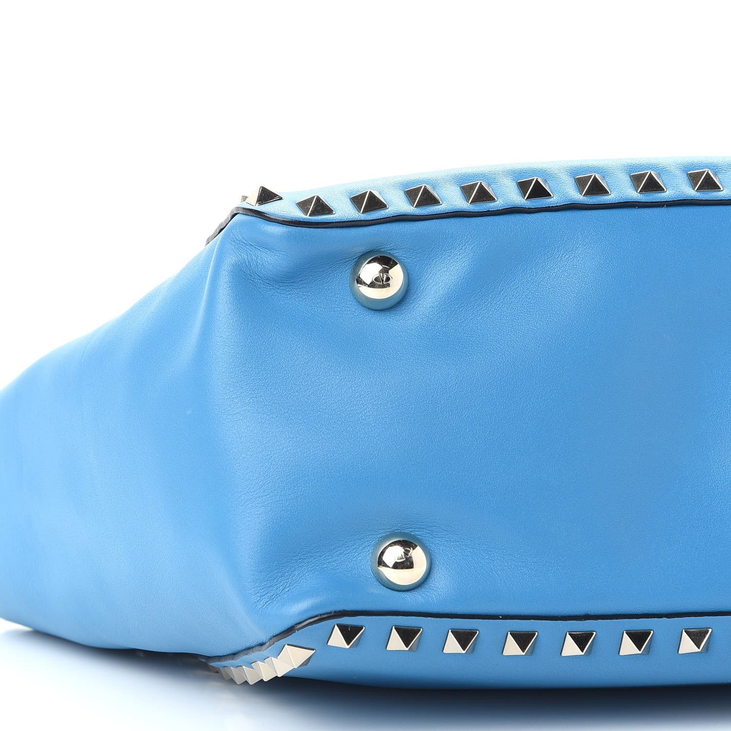 Valentino Garavani Vitello Small Rockstud Tote Light Blue 6 of 7