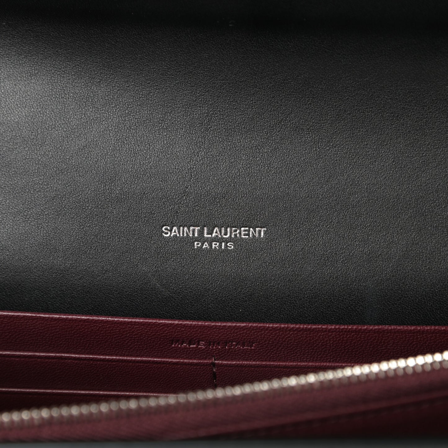 Patent Lizard Embossed Monogram Cassandra Chain Wallet Black