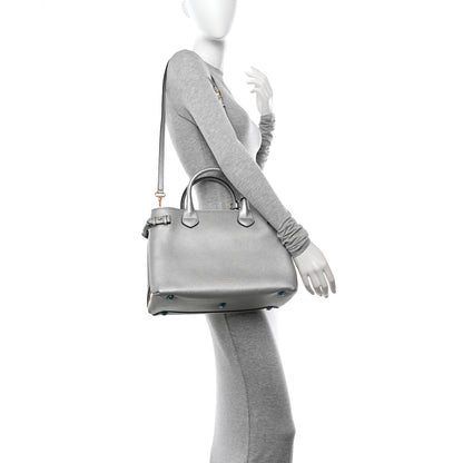 Burberry Metallic Grainy Calfskin House Check Medium Banner Tote Silver 2 of 13