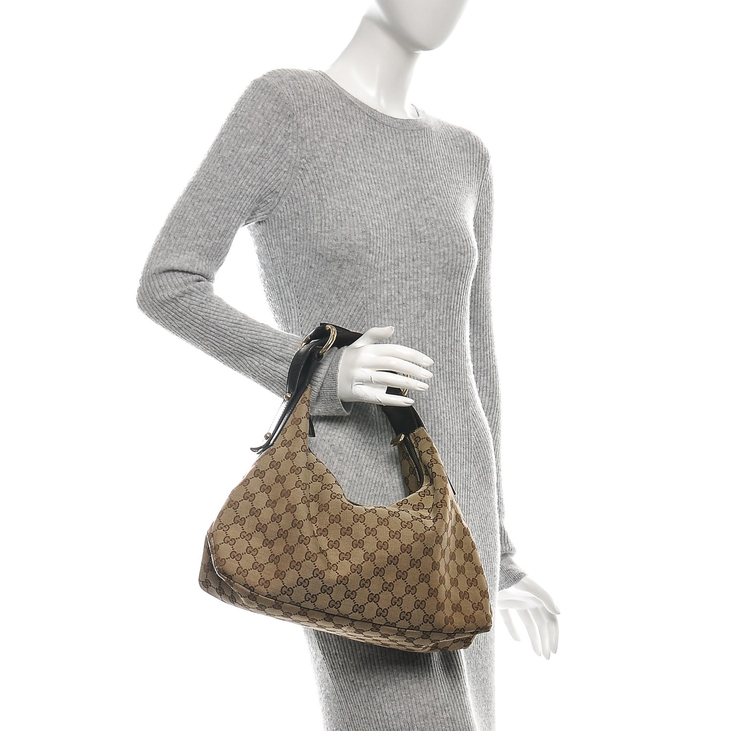 Monogram Medium Horsebit Chain Hobo Dark Brown